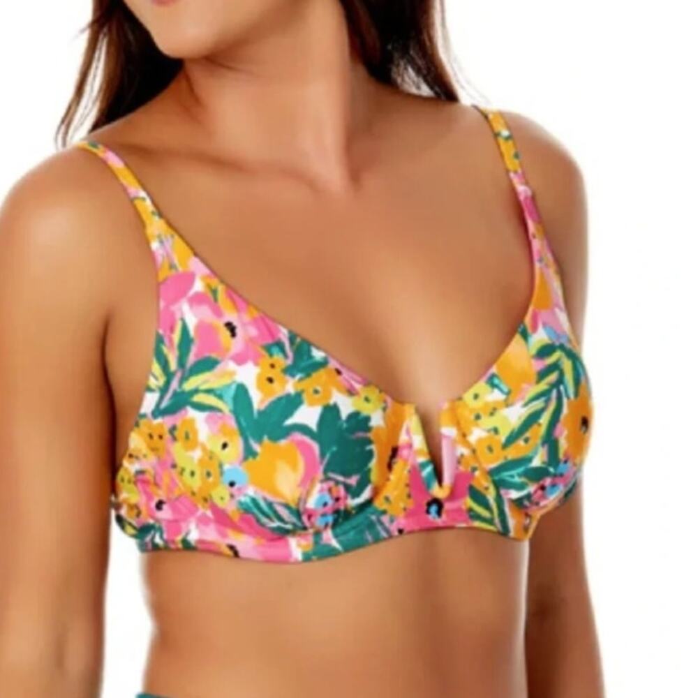 NWT Anne Cole Sunshine Floral Bikini Top Large